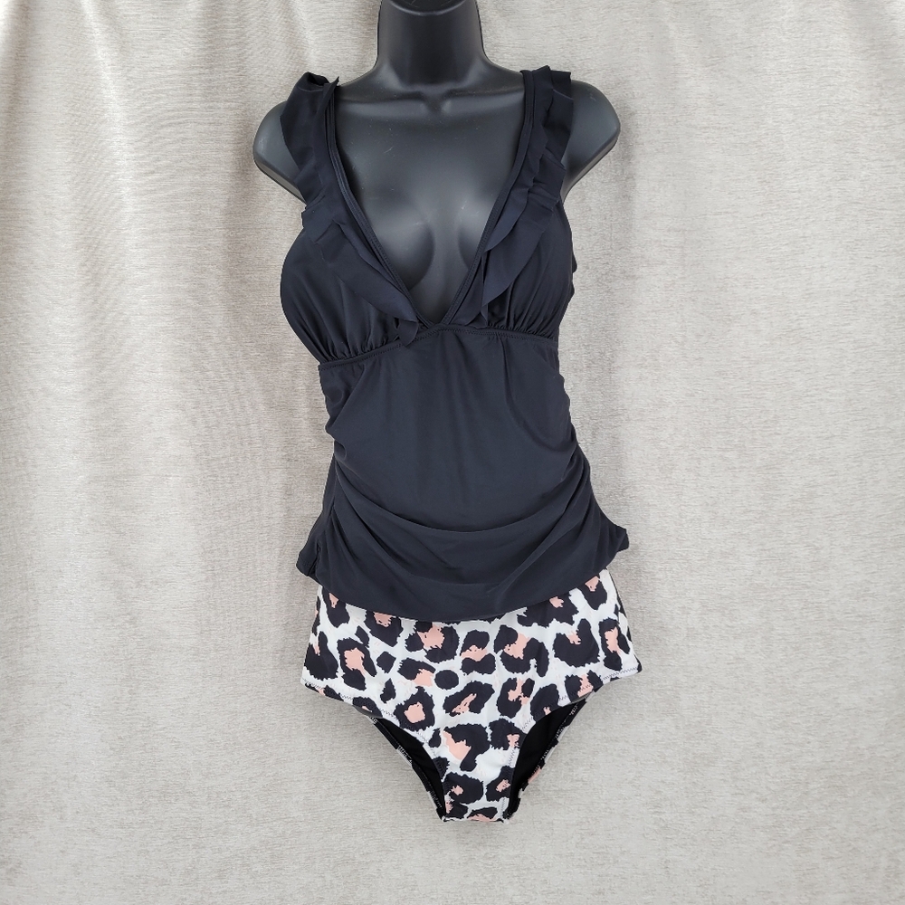 Black and White Leopard Print Bikini